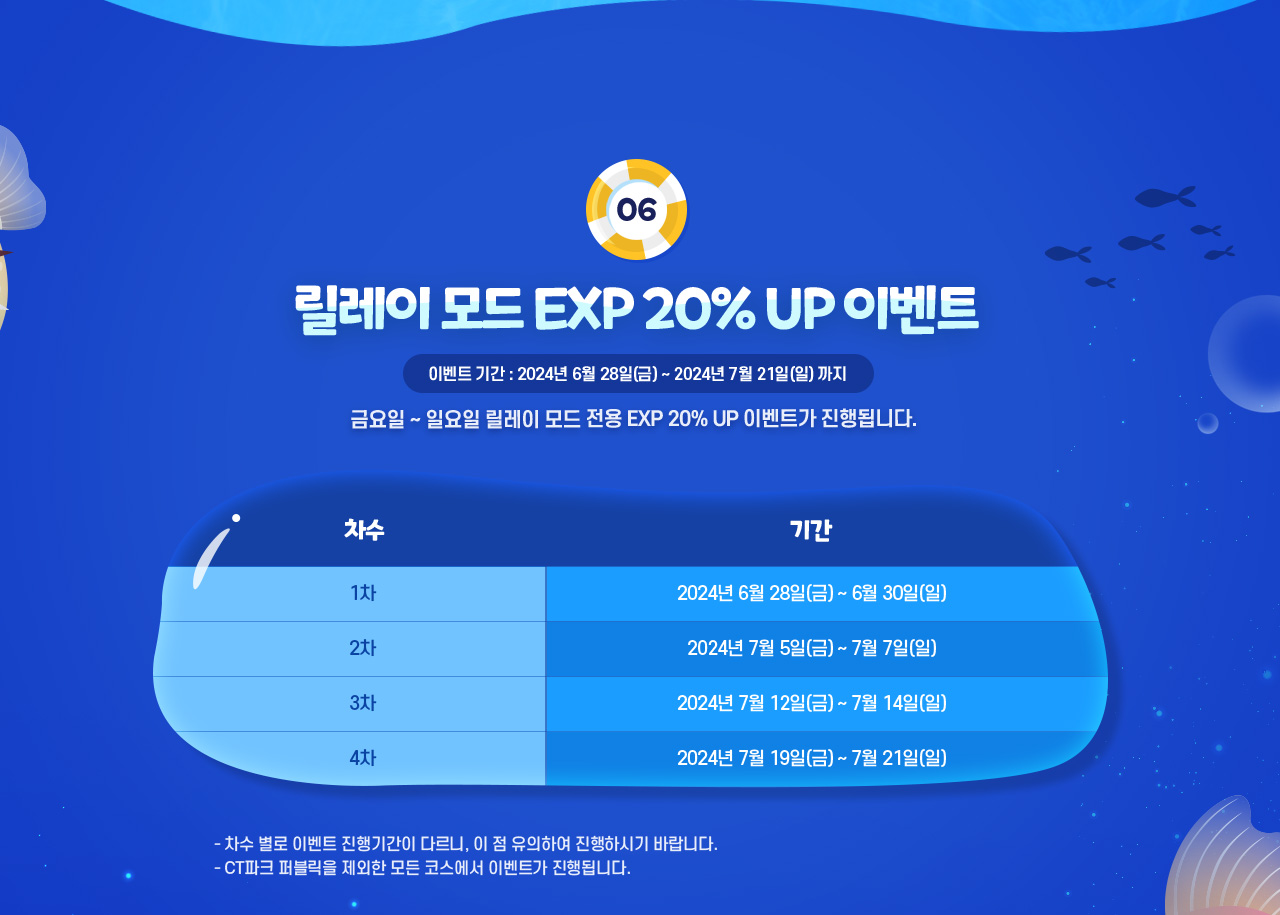 릴레이 모드 EXP 20% UP 이벤트